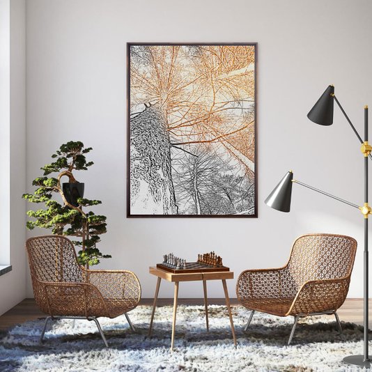 Quadro em Tela Canvas com Moldura Flutuante Árvores 70x120 cm