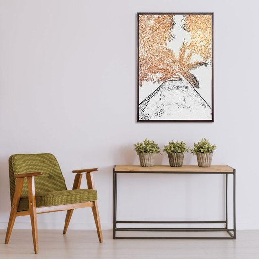 Quadro em Tela Canvas com Moldura Flutuante Coqueiros 70x120 cm