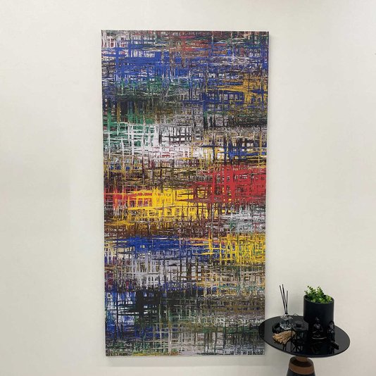 Quadro em Tela Canvas Decorativa Abstrata Malhas Coloridas