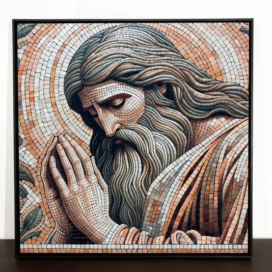 Quadro em Tela Canvas Ladrilhos Moderna  Imagem de Jesus Orando 80x80 CM