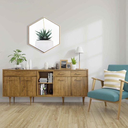 Quadro em Tela Hexagonal Decorativo Vasinho de Planta Suculenta