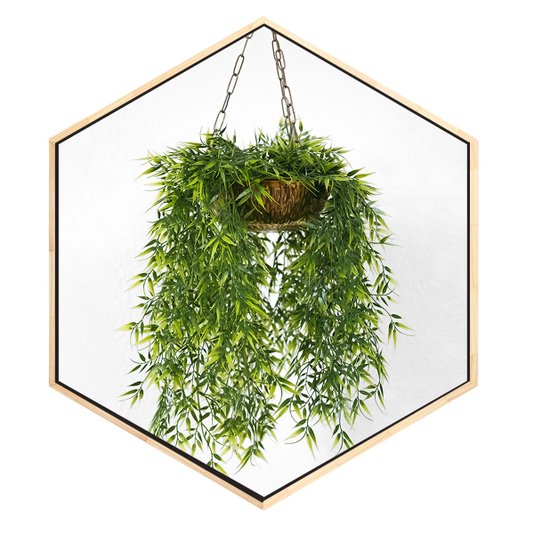 Quadro em Tela Hexagonal Vasinho de Planta Verde Decorativo