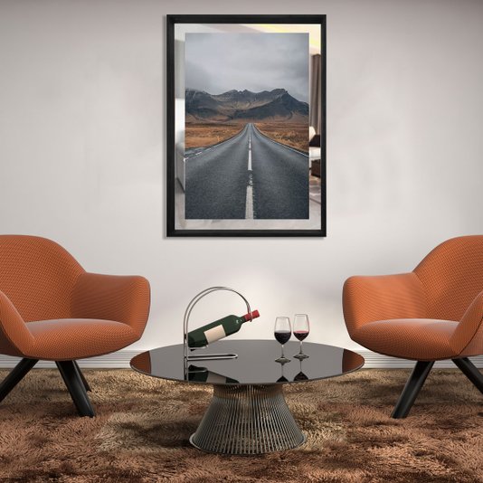 Quadro em Tela Paisagem Estrada e Montanhas na Islândia 80x110cm