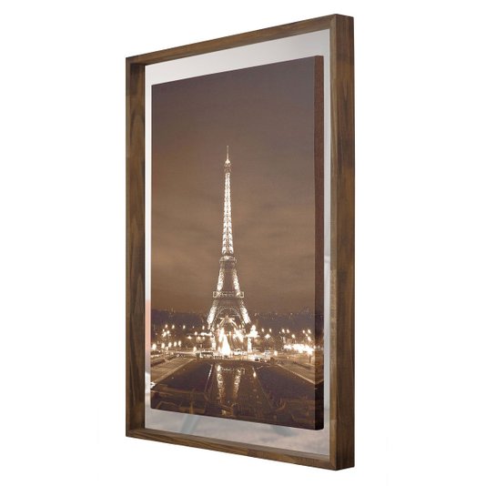 Quadro em Tela Paris Torre Eiffel Com Espelho e Moldura Rústica
