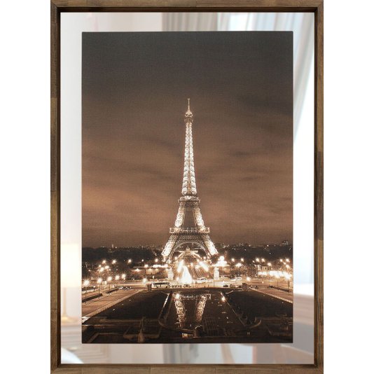 Quadro em Tela Paris Torre Eiffel Com Espelho e Moldura Rústica