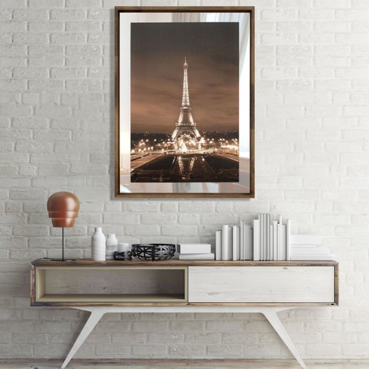 Quadro Imagem Torre Eiffel em Tela de Pintura sobre Aparador