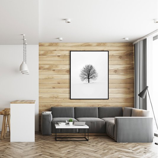 Quadro Escandinavo Natureza Inverno Árvore 80x100 cm