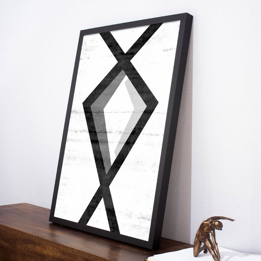 Quadro Escandinavo Preto e Branco Abstrato Geométrico - Escolha o Tamanho