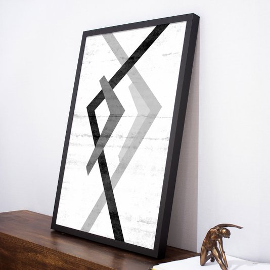 Quadro Escandinavo Preto e Branco Geométrico Abstrato - Escolha o Tamanho