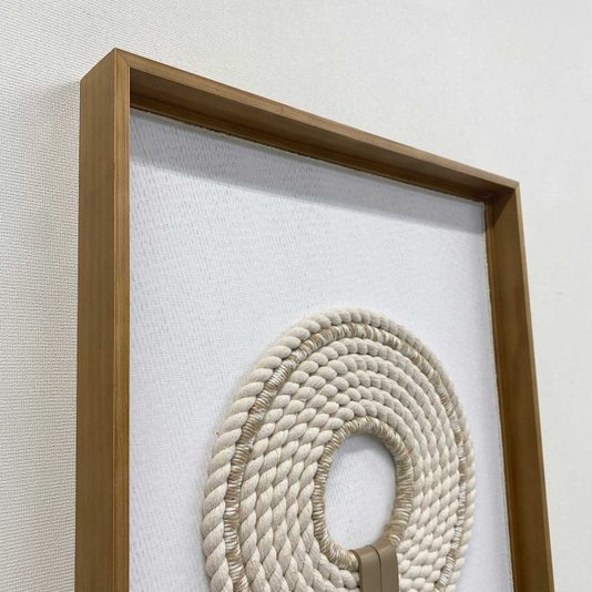 Quadro Escultura Decorativa Arte a Mão em Corda Traçada e Madeira 40x120 cm