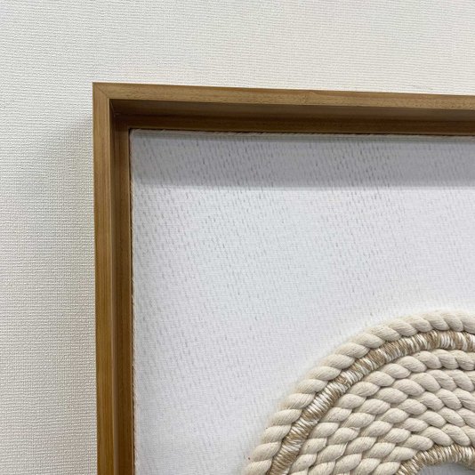 Quadro Escultura Decorativa Arte a Mão em Corda Traçada e Madeira 40x120 cm