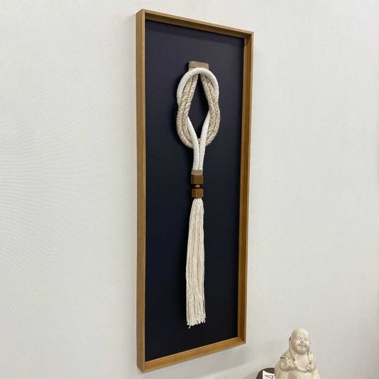 Quadro Escultura Decorativa Arte a Mão em Fios e Madeira 40x120 cm