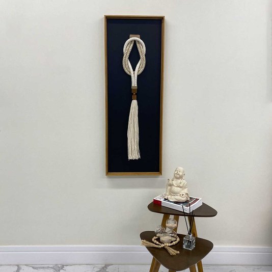 Quadro Escultura Decorativa Arte a Mão em Fios e Madeira 40x120 cm
