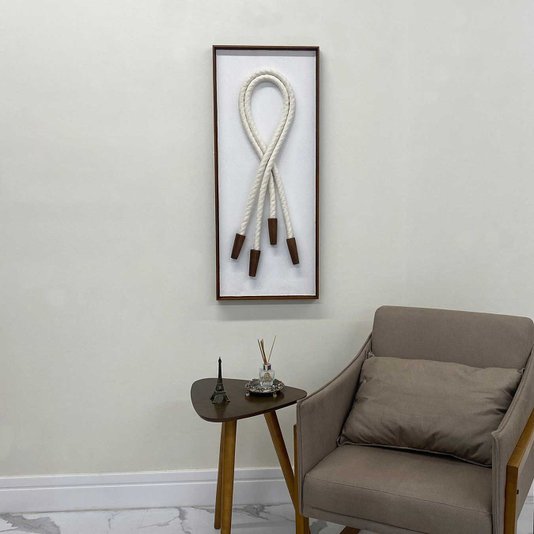 Quadro Escultura Decorativa em Barbante e Madeira: Arte a Mão 40x100 cm