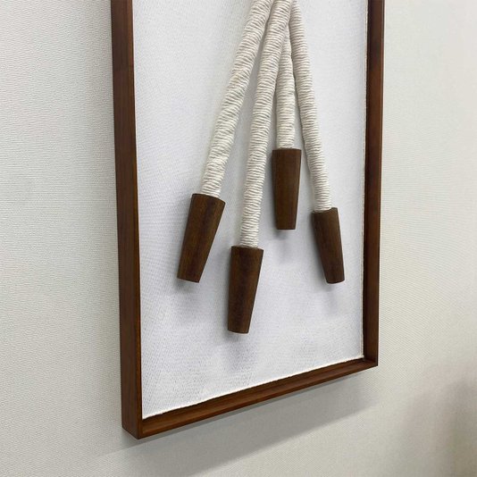 Quadro Escultura Decorativa em Barbante e Madeira: Arte a Mão 40x100 cm