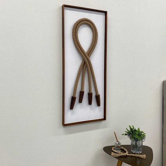 Quadro Escultura Decorativa em Barbante e Madeira: Essência Artesanal 40x100 cm