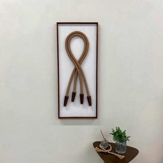 Quadro Escultura Decorativa em Barbante e Madeira: Essência Artesanal 40x100 cm