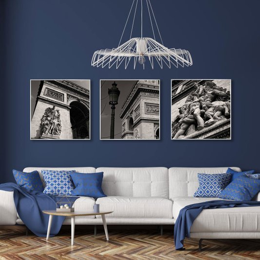 Exemplo de decoração: trio de quadros Dorival Moreira.