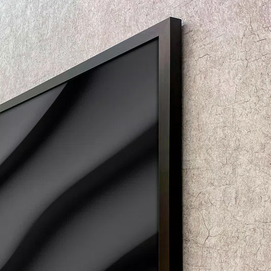 Quadro Estilo Relevo 3D em Ondas Fluidas Abstrato Moderno com Moldura e Vidro