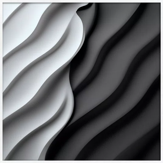 Quadro Estilo Relevo 3D em Ondas Fluidas Abstrato Moderno com Moldura e Vidro