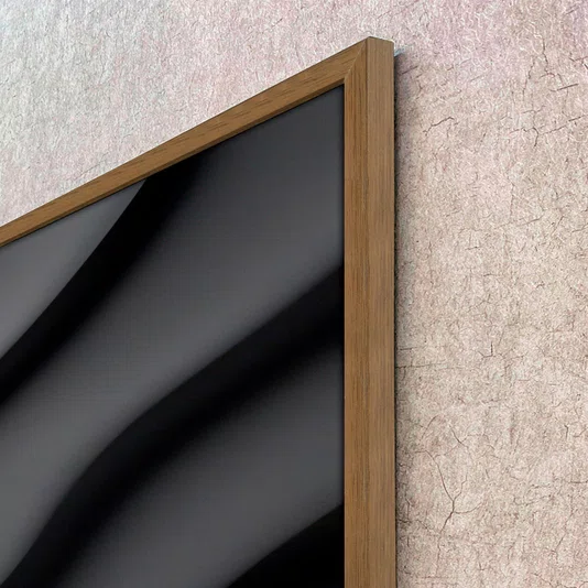 Quadro Estilo Relevo 3D em Ondas Fluidas Abstrato Moderno com Moldura e Vidro
