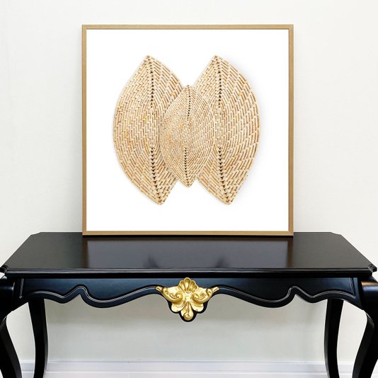 Quadro Estilo Rústico Arte Folhas em Palha com Moldura Natural: Charme Decorativo