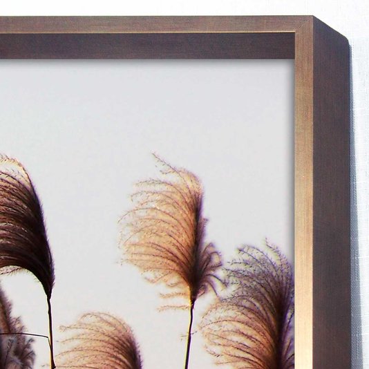 Quadro Floral com Moldura Chanfrada Silhueta Flores Secas de Junco - Escolha o Tamanho