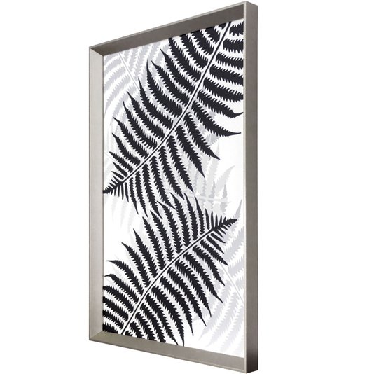 Quadro Floral com Moldura Prata Folhas de Samambaia - Escolha o Tamanho