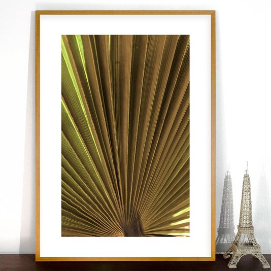 Quadro Floral Decorativo com Moldura Marrom Folha de Palmeira