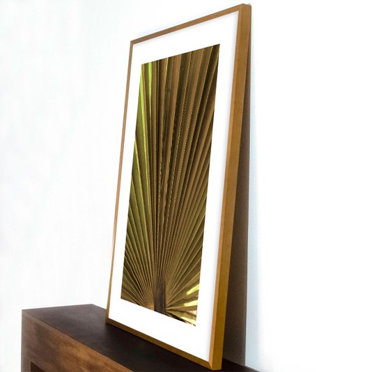 Quadro Floral Decorativo com Moldura Marrom Folha de Palmeira