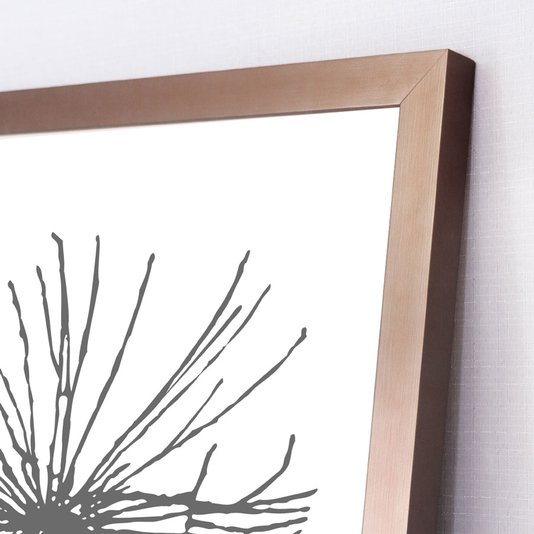 Quadro Floral Minimalista com Moldura Cobre Rosê 60x80 cm