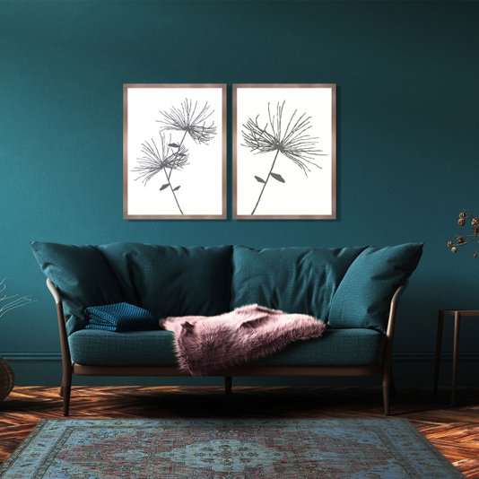 Quadro Floral Minimalista com Moldura Cobre Rosê 60x80 cm
