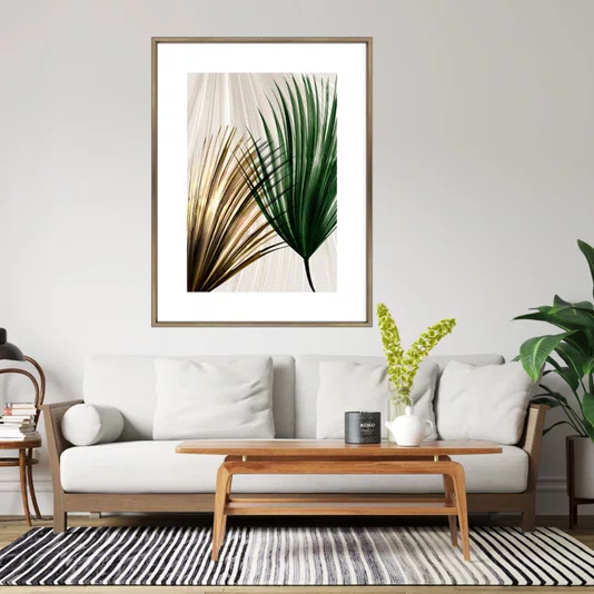 Quadro Floral Moderno com Moldura Chanfrada Bronze 60x80 cm