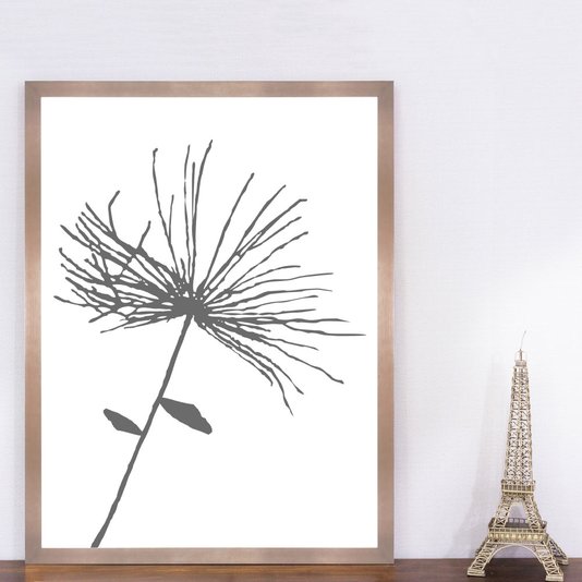 Quadro Floral Moderno com Moldura Cobre Rosê 60x80 cm