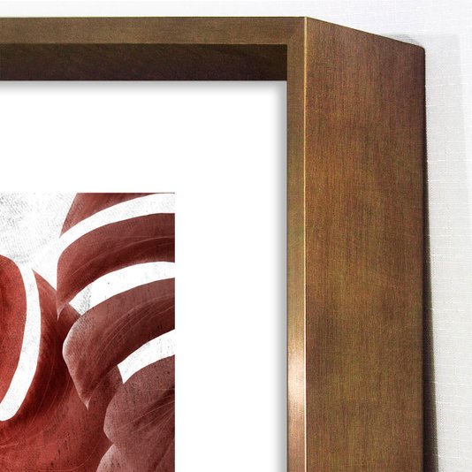 Quadro Folhas Costela de Adão com Moldura Bronze 80x80 cm
