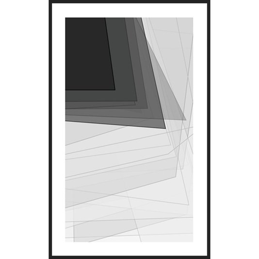 Quadro Geométrico Abstrato em Preto e Branco Decorativo 80x130cm