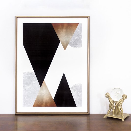 Quadro Geométrico Abstrato Escandinavo Triângulos 60x80cm