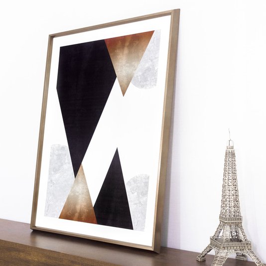 Quadro Geométrico Abstrato Escandinavo Triângulos 60x80cm