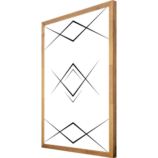 Quadro Geométrico Abstrato Minimalista com Moldura de Madeira 60x80cm