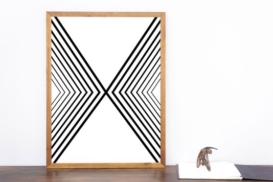 Quadro Geométrico Abstrato Minimalista Pirâmide Vertical 60x80cm