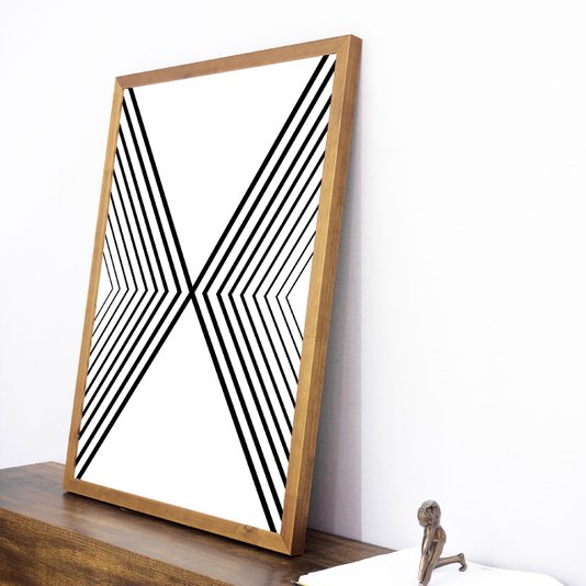 Quadro Geométrico Abstrato Minimalista Pirâmide Vertical 60x80cm