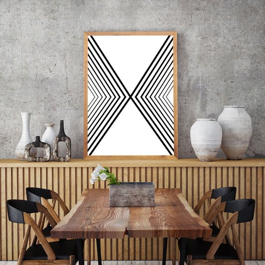 Quadro Geométrico Abstrato Minimalista Pirâmide Vertical 60x80cm