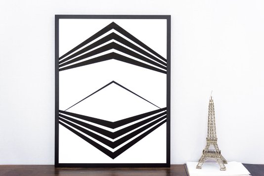Quadro Geométrico Abstrato Minimalista Preto e Branco - Escolha o Tamanho