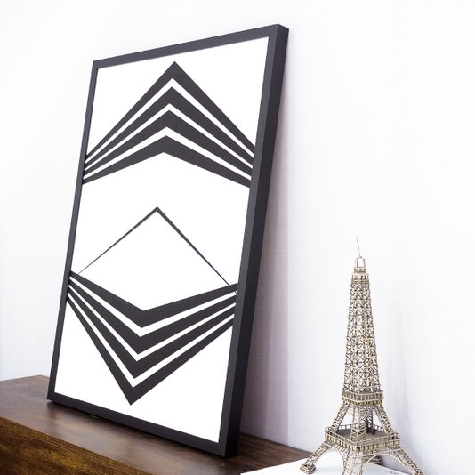 Quadro Geométrico Abstrato Minimalista Preto e Branco - Escolha o Tamanho