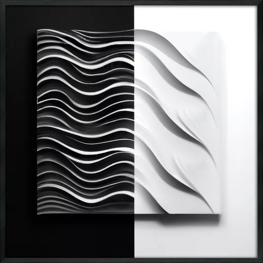 Quadro Geométrico Abstrato Moderno Design e Contraste com Moldura e Vidro