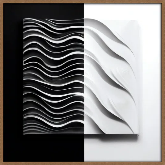 Quadro Geométrico Abstrato Moderno Design e Contraste com Moldura e Vidro