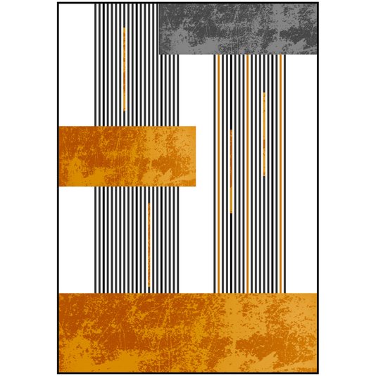 Quadro Geométrico Abstrato Texturas Dourado e Cinza 70x100 cm