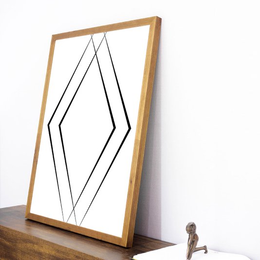 Quadro Geométrico Abstrato Triângulos Minimalista 60x80cm