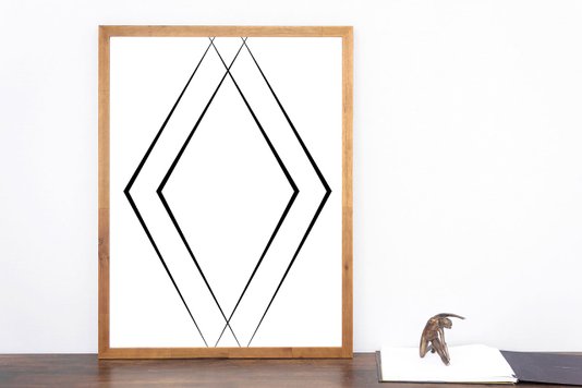 Quadro Geométrico Abstrato Triângulos Minimalista 60x80cm