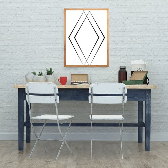 Quadro Geométrico Abstrato Triângulos Minimalista 60x80cm